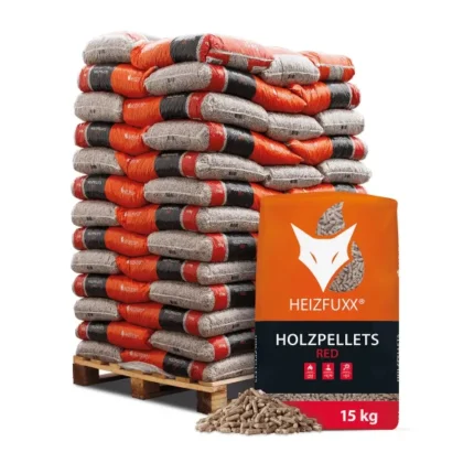 Heizfuxx — Pelety drzewne z twardego drewna 6 mm ENplus A1 — 15 kg × 65 worków